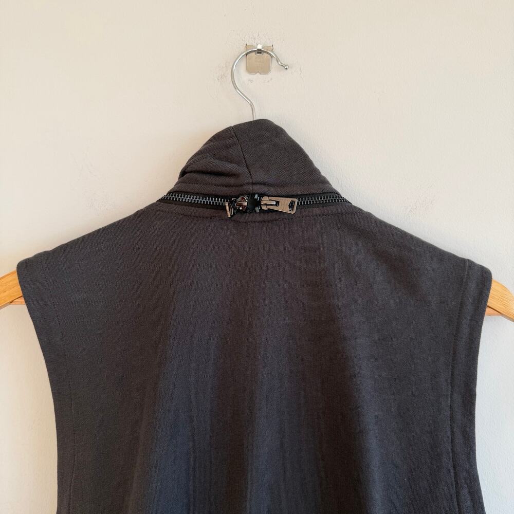 AllSaints Fera Sleeveless Waterfall Open Front Sweatshirt Vest Black L - Picture 10 of 11